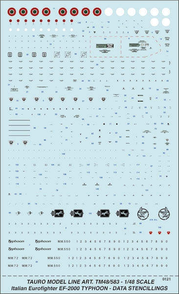 Eurofighter Typhoon EF2000 Italian Version Data Stencils single and dual TM48-583