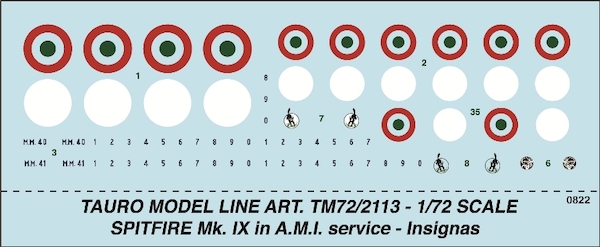 Supermarine Spitfire MKIX Italian Service roundels, serials and badges TM72-2113
