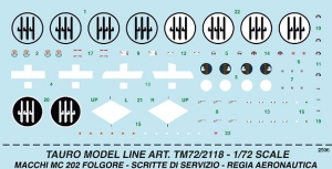 Aermacchi MC202 Folgiore National insignia and Data Stencils for Italeri, Hasegawea  TM72-2118