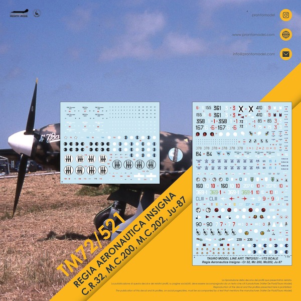 Regia Aeronautica Insignia for Macchi MC200, MC202, CR32 and Ju87) TM72-521