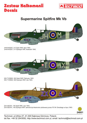 Supermarine Spitfire MKVb (317sq, 302sq, 145sq) 24001