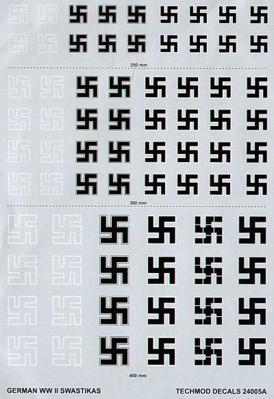 Luftwaffe WWII Swastikas. 3 sizes and 6 styles  24005