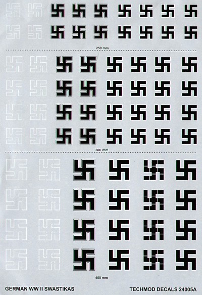 Luftwaffe WWII Swastikas. 3 sizes and 6 styles 24005