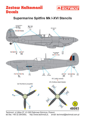 Spitfire I-XVI Stencils 48093