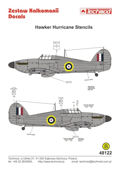 Hawker Hurricane stencils [Mk.I Mk.II Mk.IV]  48122