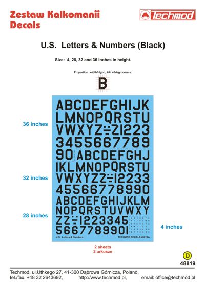US Letters and Numbers from 4 to 36 inch (Black)  48819