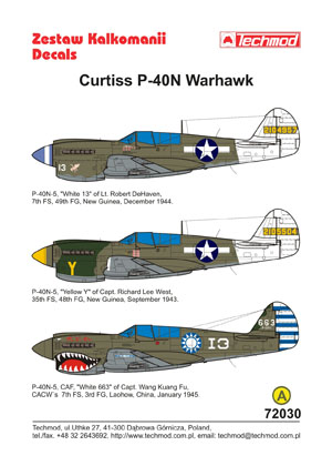 Curtiss P40N-5 Warhawk 72030