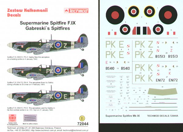 Supermarine Spitfire MKIX (Gabreski's Spitfires) 72044
