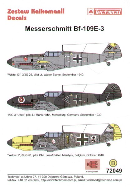 Messerschmitt BF109E-3  72049