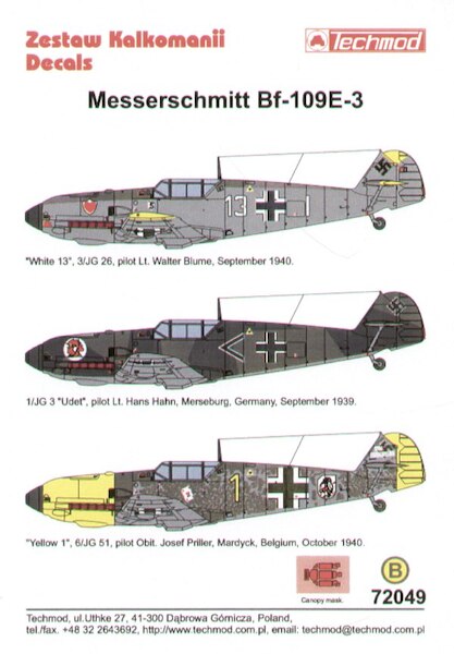 Messerschmitt BF109E-3 72049