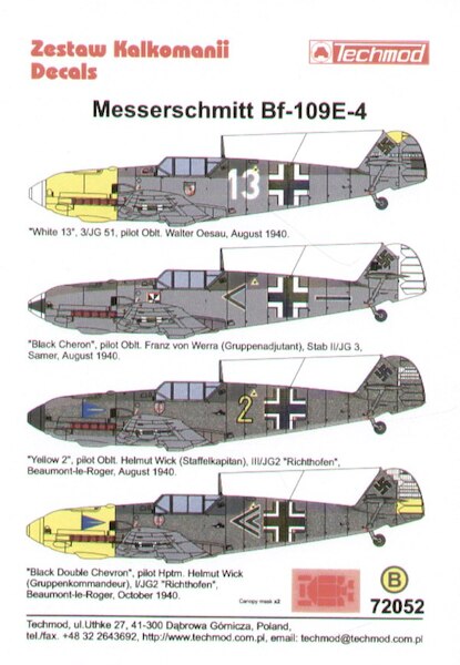 Messerschmitt BF109E-4  72052