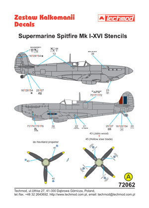 Supermarine Spitfire MkI-XVI Stencils  72062