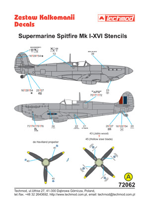 Supermarine Spitfire MkI-XVI Stencils 72062