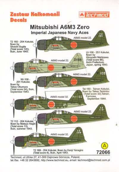 Mitsubishi A6M-3 Zero (Imperial Japanese Navy Aces) 72066