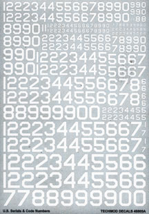 U.S. Serial and Code Numbers - 9 sizes (White)  72108