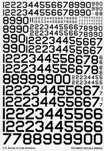 U.S. Serial and Code Numbers - 9 sizes (Black)  72110
