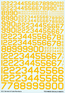 US Serials & Code Numbers (Yellow)  72118