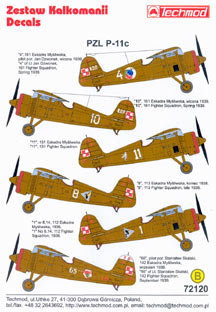 PZL P11C (161sq, 131sq,113sq,112sq,142sq) 72120