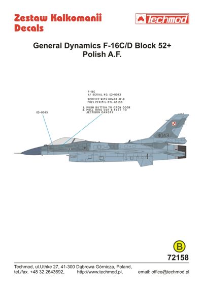 General Dynamics F16C/D Block 52+ (Polish AF) 72158