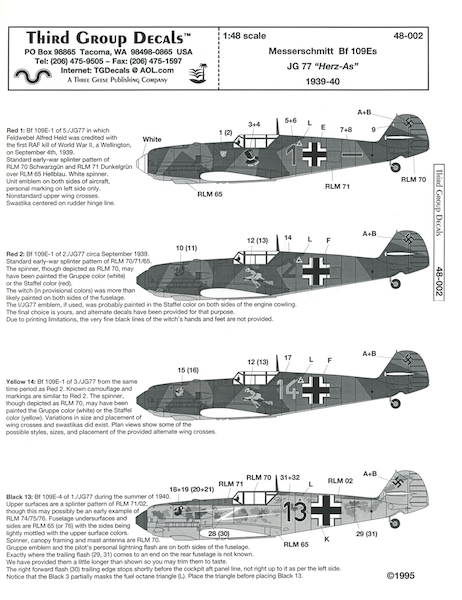 Messerschmitt BF109E (JG77 "Herz as") TG48002