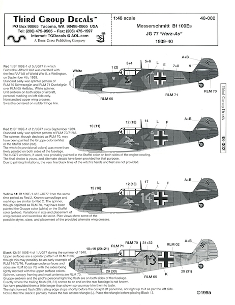 Messerschmitt BF109E (JG77 "Herz as")  TG48002