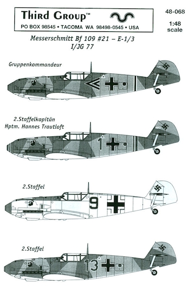 Messerschmitt BF109E-1/3 (I/JG77) TG48068