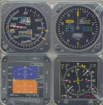 Instrument Coasters Modern set of 4 (EFIS,Horizon,Speed,Alt.) (onderzetters set van 4)  9099