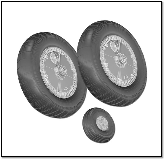 Messerschmitt BF109G Wheel set with Ribbed Tread  TDP32222