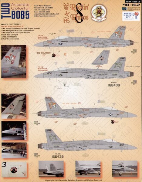 F/A18E Super Hornets "Rocking Rhino's" "VFA147 Argonauts` tb48-162