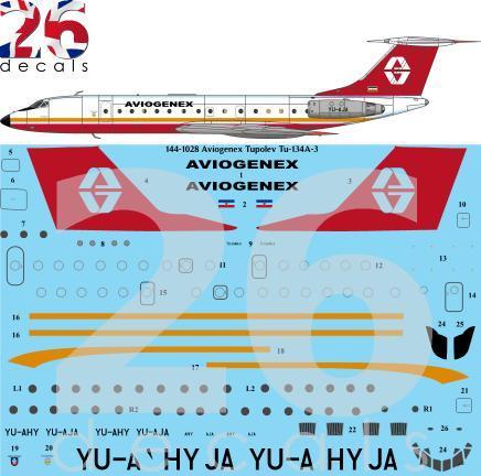 Tupolev Tu134A-3 (Aviogenex) 144-1028