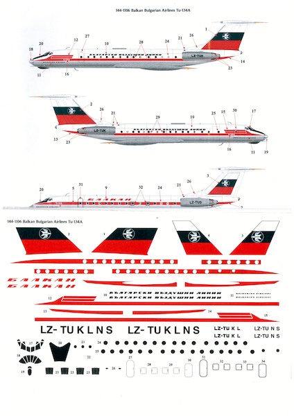 Tupolev Tu134A (Balkan Bulgaria - late) 144-1106