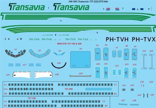 Boeing 737 -200 (Transavia '80's 'pinstripe single colour')  144-1141