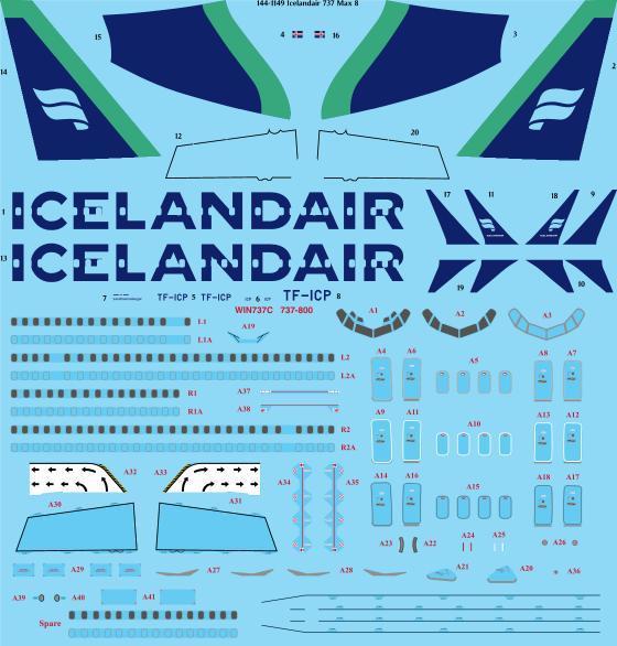 Boeing 737Max 8 (Icelandair - Green/Blue) 144-1149