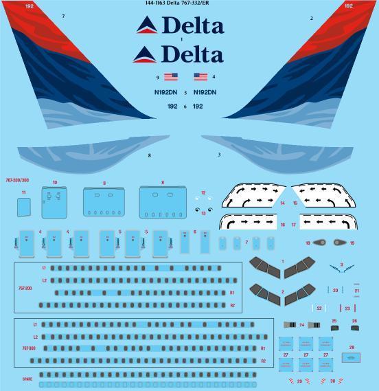 Boeing 767-200/300 (Delta Airlines NC) 144-1163
