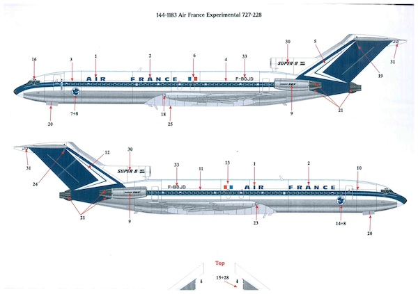 Boeing 727-200 (Air France OC- Experimenatl scheme)  144-1183