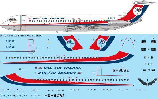 BAC 1-11-509EW Version 2 (Dan Air London)  144-1276