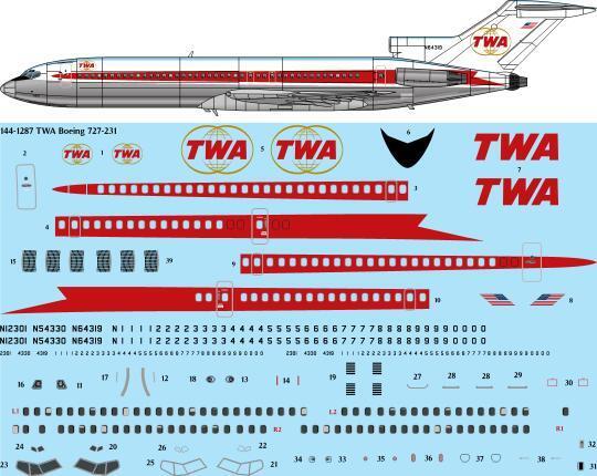Boeing 727-231/Adv (TWA) For CRM kit 144-1287