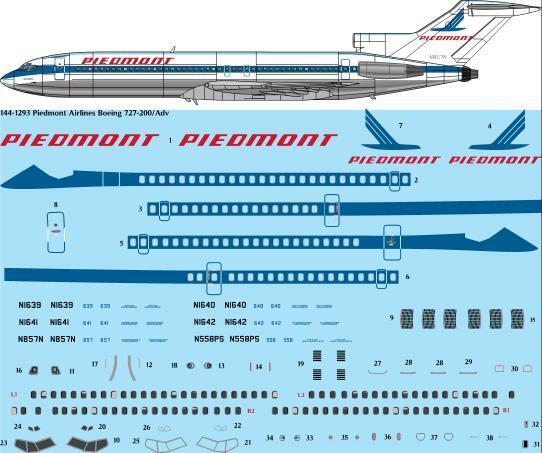 Boeing 727-200/ADV (Piedmont) For CRM kit 144-1293