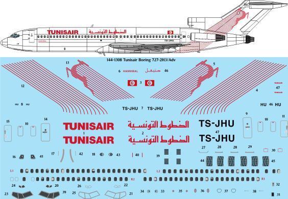 Boeing 727-2H3/Adv. (Tunisair)  144-1308