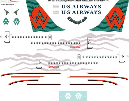 Airbus A319 (America West - Late - US Retro) 144-227