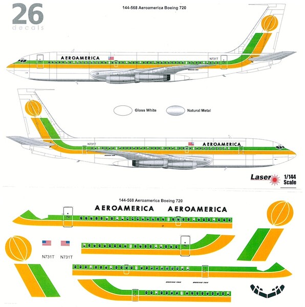 Boeing 720 (Aeroamerica - Green and Orange) 144-568