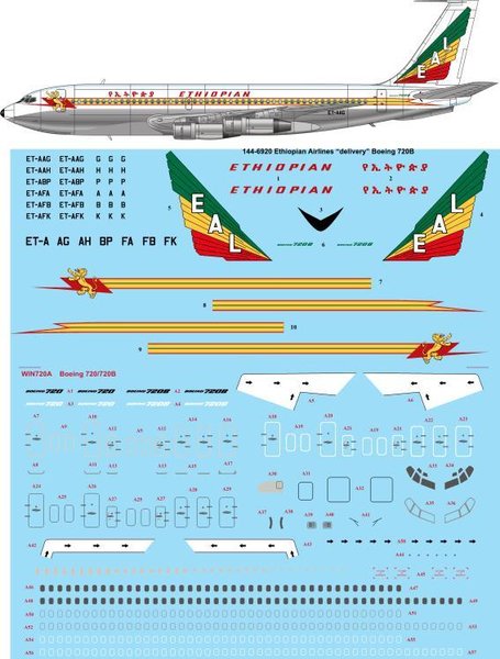 Boeing 720B (Ethiopian Airlines - Delivery scheme)  144-620