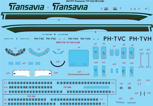 Boeing 737 -200 (Transavia '80's 'pinstripe multi colour')  144-971