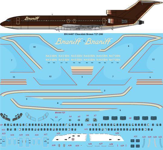 Boeing 727-200 (Braniff Chocolate Brown) BN14407