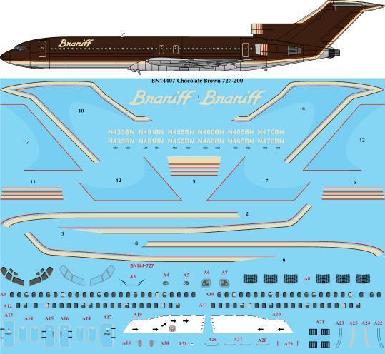 Boeing 727-200 (Braniff Chocolate Brown)  BN14407