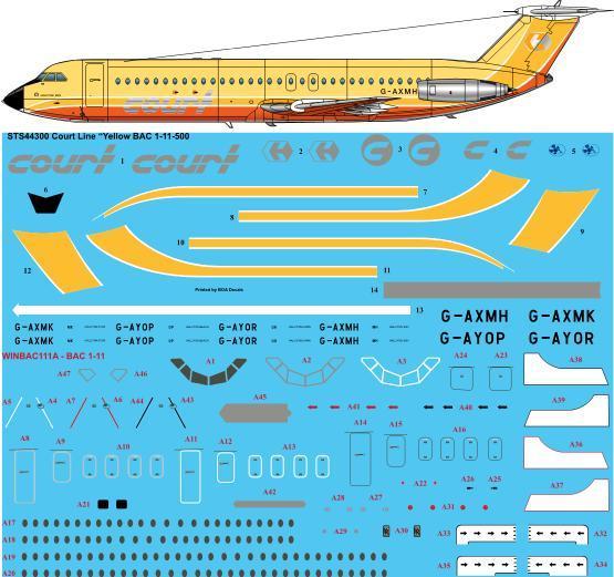 BAC1-11- 500 (Court Line Yellow)  STS44300