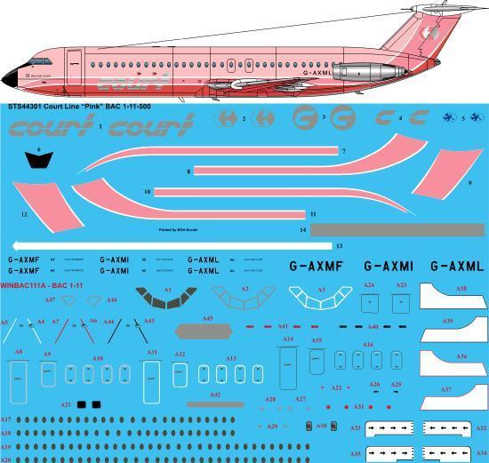 BAC1-11- 500 (Court Line Pink)  STS44301