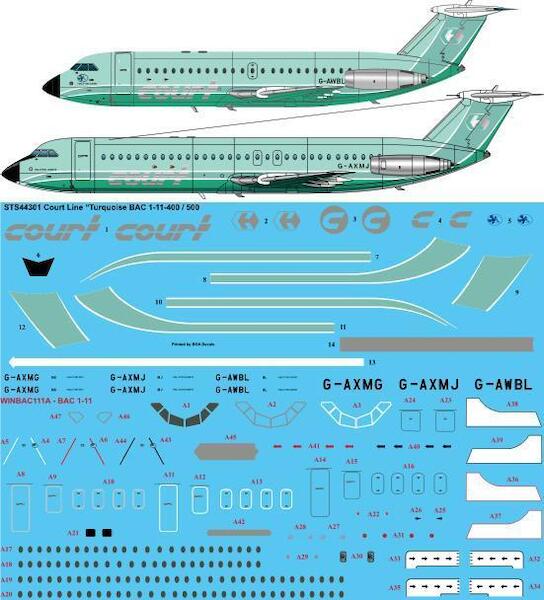 BAC1-11- 500 (Court Line Turquoise)  STS44302