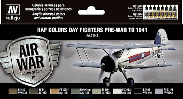 Vallejo Model Color Air Acrylic paint set "RAF Day Fighters Pre war to 1941" 71149