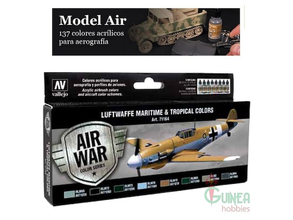 Vallejo Model Color Air Acrylic paint set 3 Luftwaffe Maritime and tropical Colours 71164